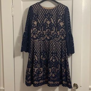Navy Blue Eliza J Bell Sleeved Dress